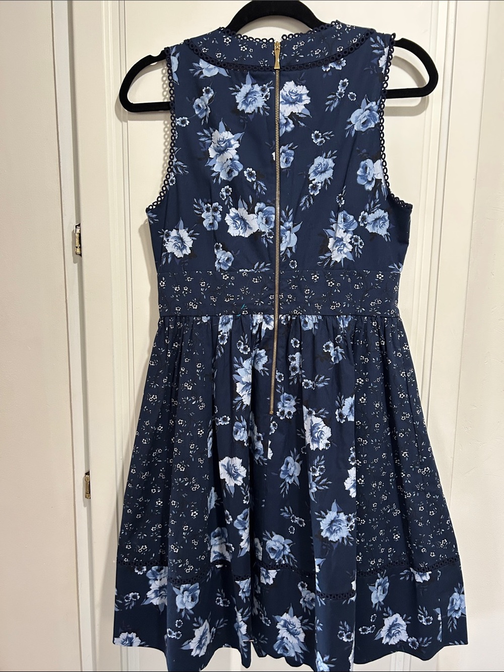 kate spade Navy Blue Floral Sleeveless V-Neck Dress - Picture 7 of 9